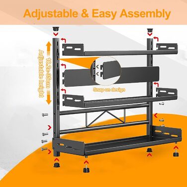 Стійка для спецій Devesanter, стояча, 3 яруси, велика місткість для зберігання, кухонна полиця, регульована по висоті металева підставка для спецій, кухонна полиця, стояча для зберігання на стільниці, чорна