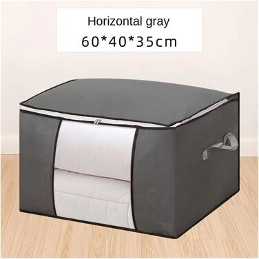 Контейнери для зберігання одягу, складні, для шафи, з ручками, товста тканина для ковдри (сірі 60x40x35 см), 3 шт.