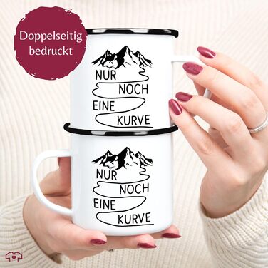 Емальована кружка - Піший туризм - Кружки - Просто ще один вигин - 300 мл - Білий Чорний - ентузіасти пішого туризму гірська кружка подарунок для туристів гори бляшана кружка для походів гори емальована кружка вигини 1 Білий Чорний