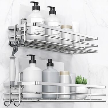 Полиця для душу без свердління, 2 шт., нержавіюча сталь SUS304, клейка полиця для ванної кімнати