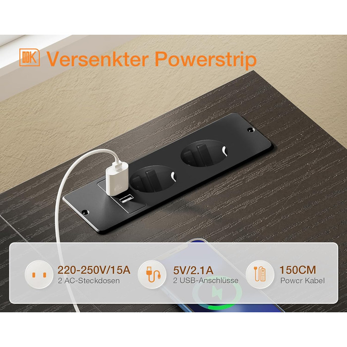 Г-подібний письмовий стіл ODK, 174 x 100 см, метал / дерево, чорний