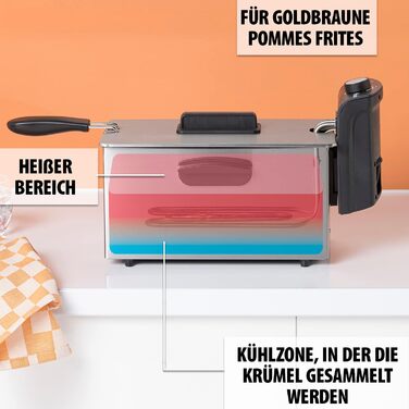 Фритюрниця Tristar 3 л, 2000 Вт, термостат, емальований контейнер, зона охолодження, FR-6946, сірий без вікна та фільтра