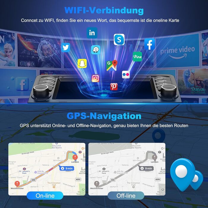 Автомагнітола 232 ГБ для Audi A3 S3 RS3 2003-2012 з бездротовим Carplay та Android Auto, Android 13 7-дюймовий IPS-навігатор з GPS-навігацією, голосовим керуванням SWC, камерою заднього виду, Bluetooth 5.2, система Hands-Free, WiFi