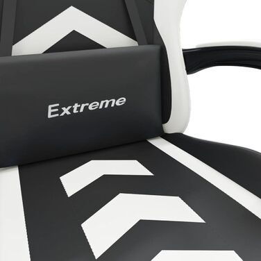 Зручне ігрове крісло з регульованим сидінням та функцією нахилу спинки - Чорний/Білий - Штучна шкіра - 57,5 x 59,5 x (121-131) см Ігрове крісло, модель 3143895