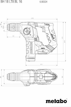 Акумуляторний перфоратор Metabo BH 18 LTX BL 16 - 600324500 - 18 В - Перфоратор з безщітковим двигуном для довбання та свердління - У комплекті з акумулятором та зарядним пристроєм