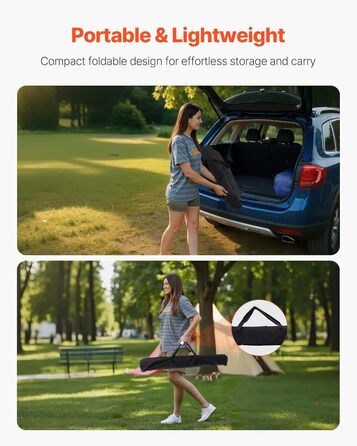 Складаний фуршетний стіл VEVOR, портативний універсальний стіл, 120 см, прямокутний алюмінієвий стіл (для 4-6 осіб) з регульованою висотою та сумкою для перенесення, садовий стіл, кемпінговий стіл для вечірок та пікніків, чорний