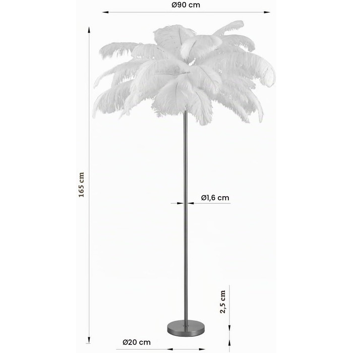 Підлоговий світильник Kare Design Feather Palm Rusty, червоний, 165 см, декоративна лампа для вітальні (лампа не входить у комплект)