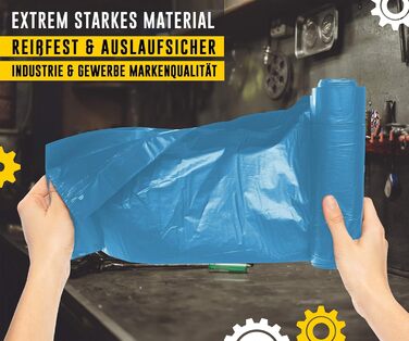 Літрові сині сміттєві мішки, 10 мішків - Надзвичайно міцні - Мішки для сміття - XXL сміттєві мішки - Тип 100 Extra - 120-літрові сміттєві мішки - 70 мкм - 700x1100 мм - LDPE - Великий сміттєвий мішок - 120 літрів - Надміцні 120-літрові сині сміттєві мішки