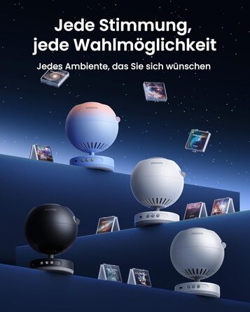 Проектор зоряного неба POCOCO, світлодіодний проектор для галактик, планетарій для дітей та дорослих, нічник-проектор Aurora з 2 дисками та таймером, креативне освітлення, засіб для сну та релаксації, білий