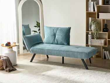 Шезлонг Beliani Тканина світло-блакитний Ліворуч Функція сну водовідштовхувальний Рокамадур