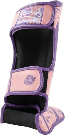 ЗБРОЇ Щитки для гомілок, дитячі, Дженні, рожеві, для тренувань та змагань, високоякісна синтетична шкіра та ідеальна амортизація, муай-тай, К1, ММА, карате та кікбоксинг, розмір S/M, 8