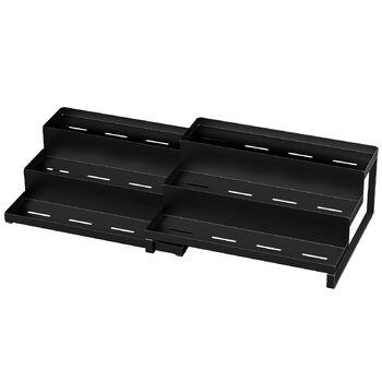 Стійка для спецій, кухонні полиці, стоячі, висувні, штабелюються, чорний метал, кухонний органайзер, для комори, стільниці та кухонної шафи, комплект з 2 шт. по 3 полиці кожна