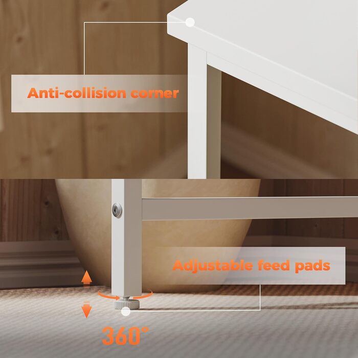 Комп'ютерний стіл Mericonia, 160 x 80 см, метал / дерево, білий