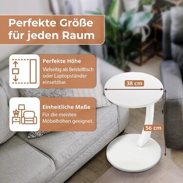 Журнальний столик Holeby, журнальний столик, столик для дивана на колесах, журнальний столик, столик для ноутбука, С-подібна форма, стіл для вітальні, стіл на колесах, кругла стільниця, журнальний столик, 56 x Ø 38 см, журнальний столик, білий