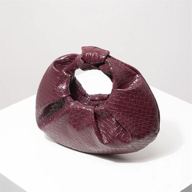 Ретро-сумочка з екошкіри з плетеним візерунком, декоративна напівмісячна сумка з вузлами, сумка Хмарка з плісе, елегантна вечірня сумка для подорожей та вечірок (Кава)