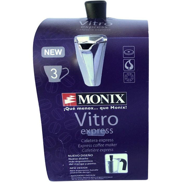 Каструлі мока Monix Vitro Express на 3 чашки, алюміній, нержавіюча сталь, 6 шт.