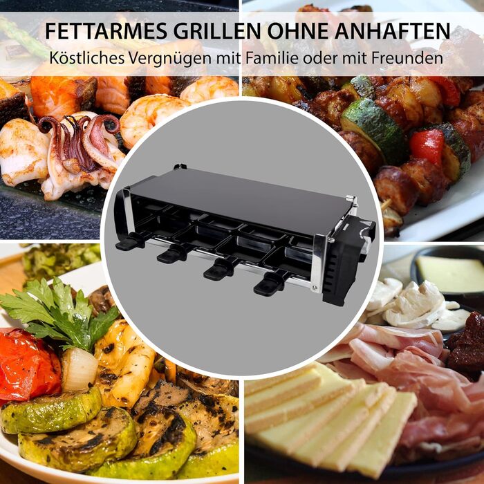 Раклет Syntrox Germany зі склокерамічною пластиною для гриля Design Glass для 8 осіб Grill RAC-1200W-Aarau