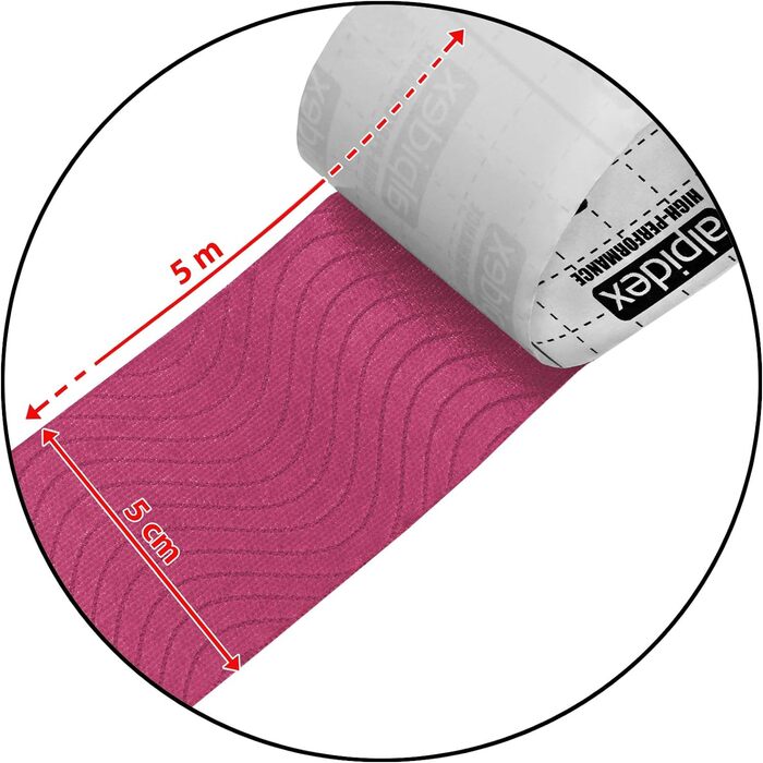 Кінезіологічна стрічка ALPIDEX 1/3/6/ Багато кольорів 5 м x 5 см Брошура Еластична водонепроникна стійка для шкіри Набір фізіологічних м'язових стрічок, колір Кількість (1 рулон, рожевий)
