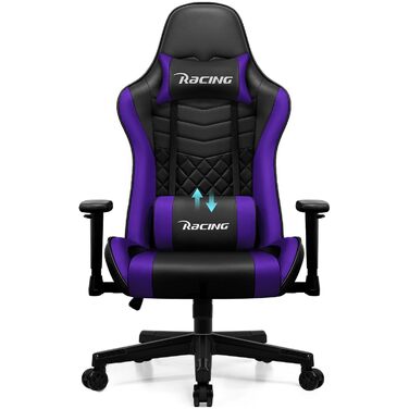 Геймерське крісло, офісне крісло з функцією гойдання до 170, геймерське крісло з регульованою поперековою подушкою, підголівником та підлокітниками, зручна подушка сидіння, геймерське крісло вантажопідйомністю 150 кг