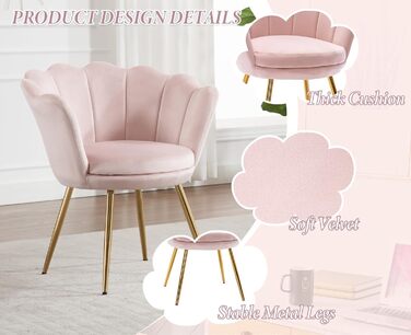Оксамитове крісло для вітальні, крісло для туалетного столика із золотою основою, м&39який квітковий візерунок, крісло-шезлонг, крісло-реклайнер для вітальні/спальні, світло-рожевий