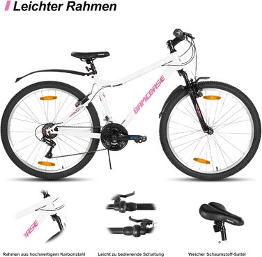 Жіночий гірський велосипед Hiland 26 дюймів, 18 швидкостей, жіночий гірський велосипед з V-подібними гальмами, міцний MTB для жінок, різні кольори, білий