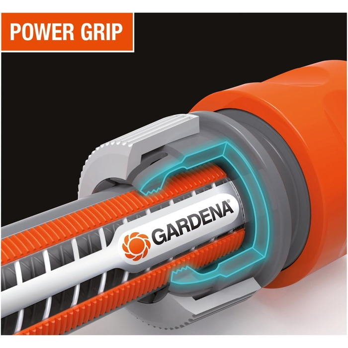 Шланг Gardena Comfort HighFLEX 13 мм (1/2 дюйма), 50 м Садовий шланг з профілем Power-Grip, тиск розриву 30 бар, стабільний за розмірами, стійкий до ультрафіолету, в упаковці (18069-20), сірий/помаранчевий Практичний шланг HighFlex