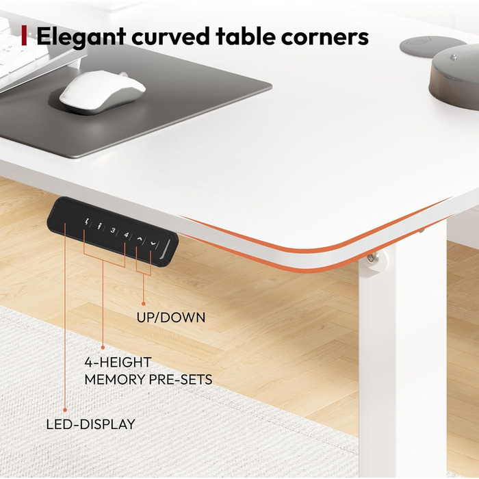 Письмовий стіл з регульованою висотою 10060 см із суцільною стільницею компактний стіл для роботи стоячи та сидячи для невеликих приміщень, ергономічний та стильний, білий 100 x 60 см білий