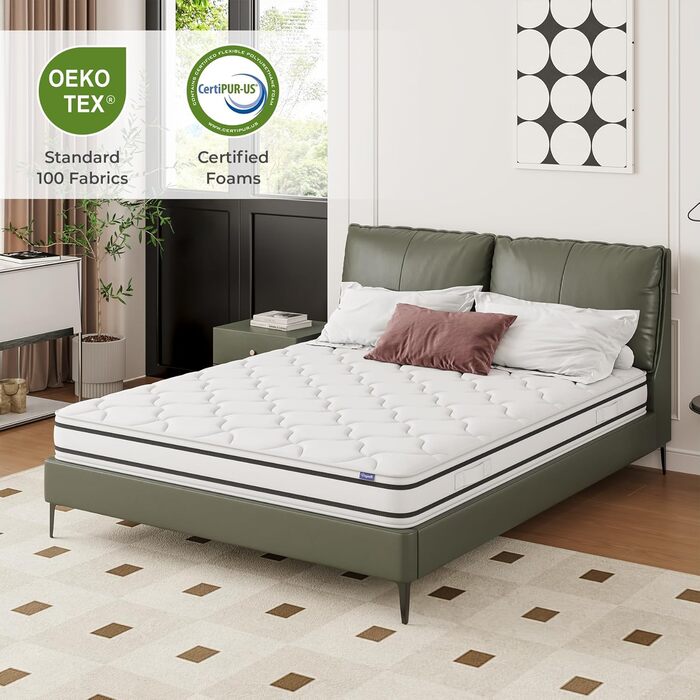 Матрац Vesgantti H4, висота 20 см, ортопедичний, 7-зонний, пружинний блок кишенькової форми, сертифікований Oeko-Tex, середньої жорсткості, пружинний блок кишенькової форми, матрац з холодної піни H4, щільний верх 20 см, 140 x 200 см