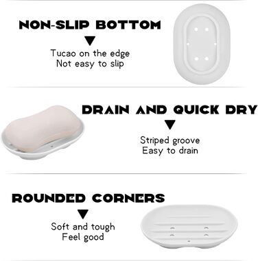 Силіконова мильниця 2 шт. , овальна мильниця зі зливом, нековзна і міцна мильниця для ванної кімнати, кухні, столу, душу, м'яка ми