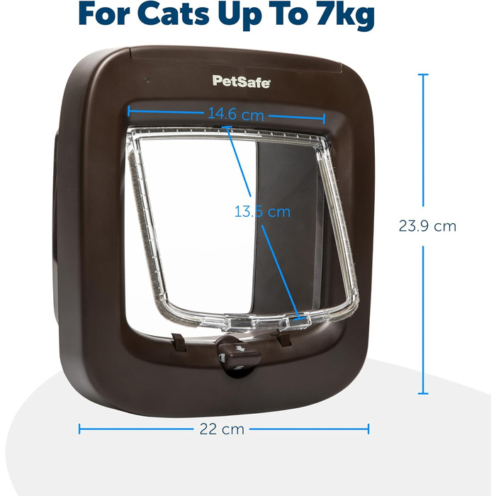 Дверцята для котів PetSafe з мікрочіпом, Exclusive Entry, легке встановлення, ручне 4-стороннє блокування, енергоефективне, захист від протягів, зручне, коричневе, до 7 кг