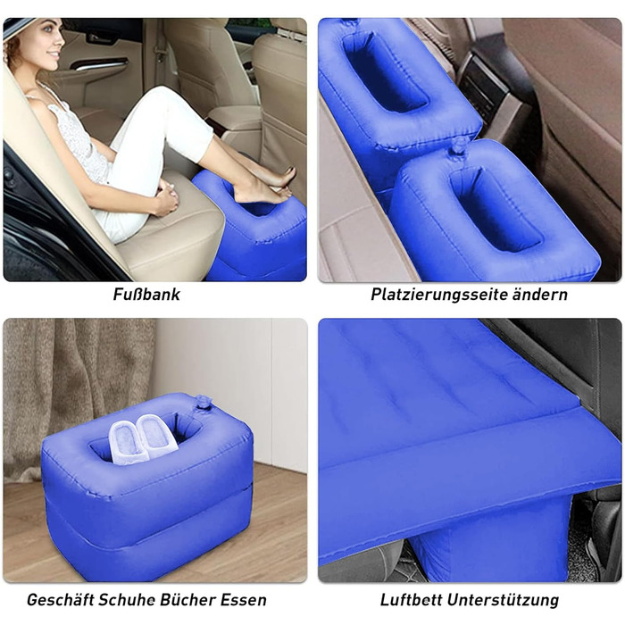 Надувний матрац ISWEES для позашляховиків - потовщений та покращений кемпінговий матрац для заднього сидіння/багажника з електричним насосом, побутовим адаптером, 2 подушками 2 підставками для ніг