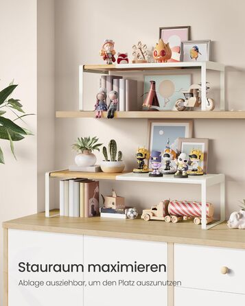 Стійка для спецій, набір з 2 шт. , висувна, кухонний органайзер, кухонна полиця, органайзер для шафи, тримач для спецій, кухня, невелика полиця, штабелюється, настільний органайзер, натуральний бежево-кремово-білий KCS051N01 2 натуральний бежевий кремово-