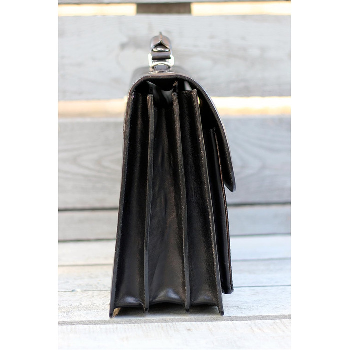 Портфель з натуральної шкіри, ділова сумка, сумка для ноутбука, сумка-месенджер (чорний)