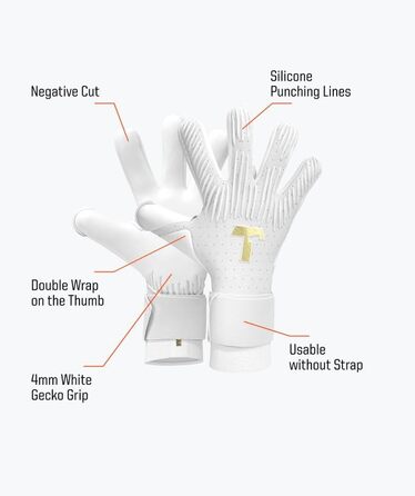Чоловічі воротарські рукавиці T1TAN Rebel - Професійні футбольні рукавиці для дорослих та молоді - Рукавиці для футболу та кожного воротаря Rebel 2.0 White-Out 6
