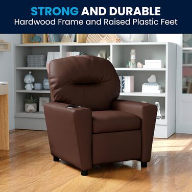 Дитяче крісло Flash Furniture, сучасне, з підсклянником, шкіра, коричнева LeatherSoft