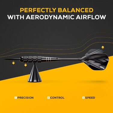 Дартс KOTO KOTO - Набір латунних стріл для дротиків, включаючи 4 набори чорних латунных дротиків (23 грифи), 4 набори дергань (100 мікрон) футляр з чорними алюмінієвими древками