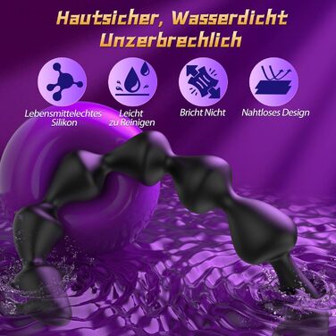 Вібруючий анальний плаг Tagnaff, з рідкого силікону, 36,5 см, 10 режимів вібрації, чорний