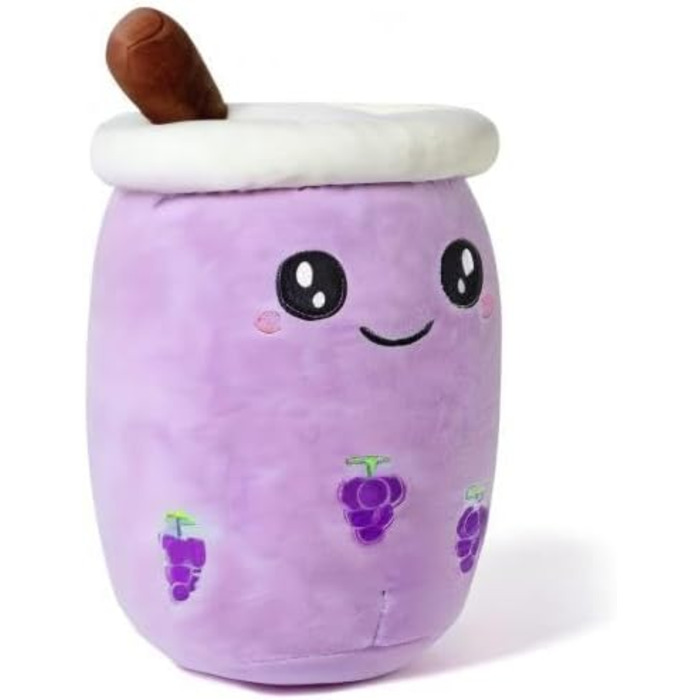Плюшева іграшка Shownicer Boba Tea, каваї, м&39яка тварина з бульбашкового чаю, плюшева іграшка-подушка, подушка для ляльки у формі чашки молочного чаю, мила іграшка-подарунок для дітей, дівчаток, хлопчиків, фіолетовий виноград, 24 см