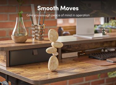 Електричний стіл FEZIBO з регульованою висотою та подвійною шухлядою, 120 x 60 см, офісний стіл з відділенням для зберігання, комп&39ютерна робоча станція з функцією сидячи/стоячи, коричневий, 120 60 см, коричневий