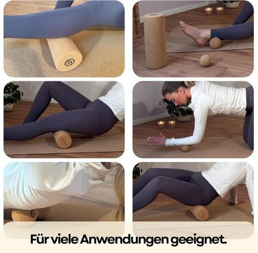 Набір для фасцій OVATIME з корку - фасційний валик 30 см x 10 см, Duoball 15 см x 7 см, фасційний м&39яч 6 см x 6 см - оптимальна підготовка до навантаження, сприяє швидкій регенерації, запобігає фасціальним спайкам