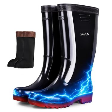 Діелектричні чоботи HAIXHX, з флісовою підкладкою, ізольовані для високої напруги, ізотермічні, із захистом від ураження електричним струмом 10/20 кВ для роботи на промислових повітряних лініях, 20 кВ, розмір 24 EU