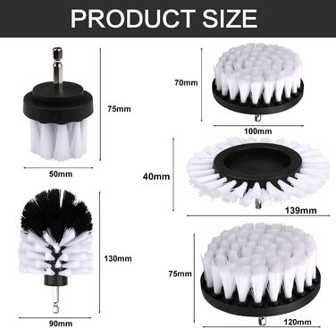 Набір насадок для щітки, Насадка для щітки Акумуляторна викрутка 5 шт. Щітка для чищення Ободна щітка Скруббер Набір щіток для чищ