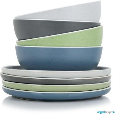 Набір меламінового посуду для кемпінгу 12 предметів - Тарілки та миски для 2-4 осіб DOLOMIT Midday - Штабелюється, стійкий до подряпин Midday, 12 предметів