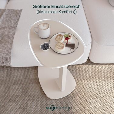 Приставний столик для дивана з колесами, маленький С-подібний приставний столик, столик для дивана стильного пісочно-бежевого кольору, маленький журнальний столик для вітальні, ідеальна поверхня для ноутбуків, чашок - Norma
