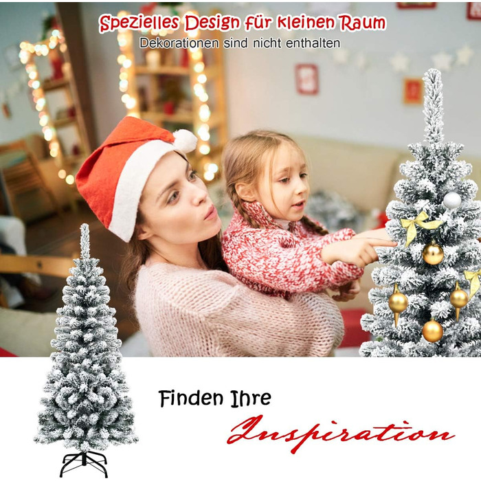 Ялинка-олівець зі снігом 135 см біла COSTWAY