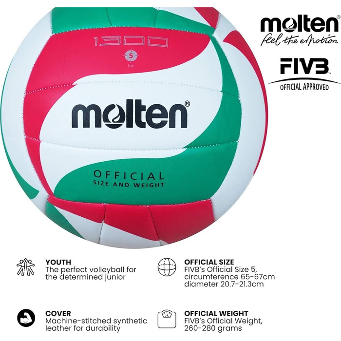 Волейбольний м'яч Molten V5M1300 Розмір 5, помаранчевий/слонова кістка