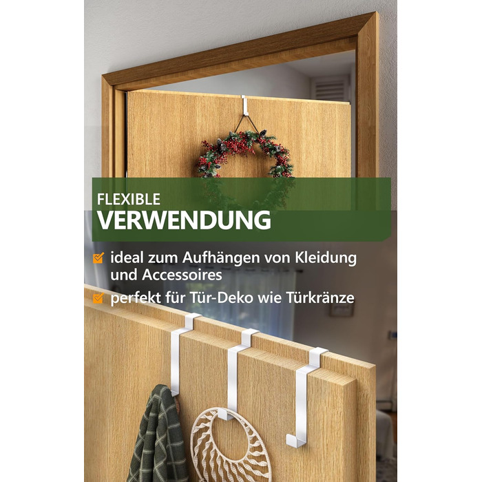 Дверні гачки 4smile - набір з 10 шт. , білі - дверні гачки з нержавіючої сталі для підвішування всередині, складні двері дверні га