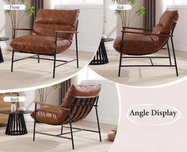 М&39яке крісло, крісло для вітальні, сучасне крісло-реклайнер, крісло для читання зі штучної шкіри, крісло з відкидною спинкою, акцентне крісло з підлокітниками, спальня (коричневе)