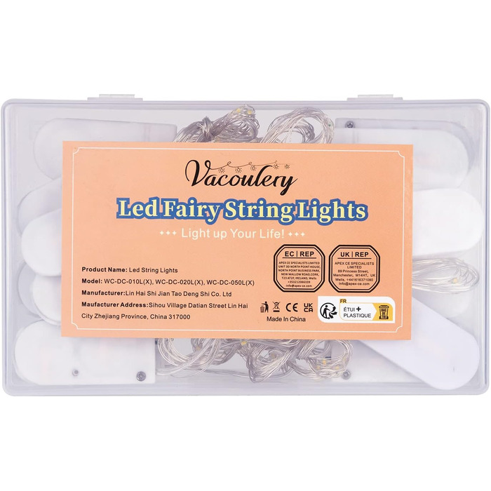 Батарея світлодіодних казкових гірлянд Vacoulery, 20 шт. мідного дроту, світловий ланцюжок 1M 10 світлодіодів, різдвяні гірлянди д