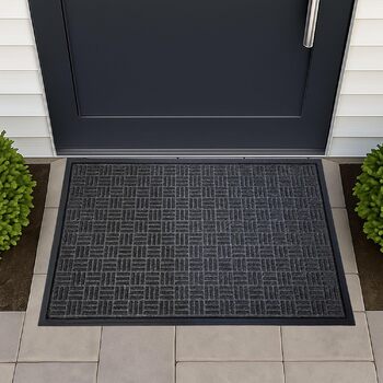 Килимок Ultralux преміум-класу для використання всередині та зовні приміщень, 90 x 60 см, поглинаючий та міцний килимок для дверей з нековзною водонепроникною гумовою основою для місць з високою прохідністю, темно-сірий, 60 x 90 см (прямокутний)